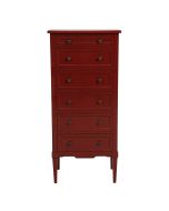 Commode chiffonnier 6 tiroirs en pin rouge Séville glossy