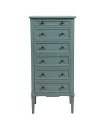 Commode chiffonnier 6 tiroirs en pin nuage de bleu glossy