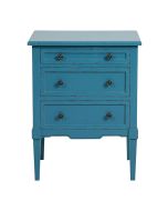 Petite commode 3 tiroirs en épicéa bleu turquoise