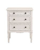 Petite commode 3 tiroirs en épicéa blanc nacré glossy