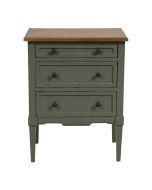 Petite commode 3 tiroirs en pin vert de gris glossy