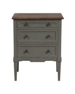 Petite commode 3 tiroirs vert de gris glossy