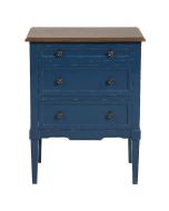 Petite commode 3 tiroirs en épicéa bleu saphir