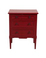 Petite commode 3 tiroirs en pin rouge groseille