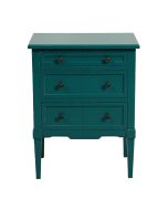 Petite commode 3 tiroirs en pin bleu canard