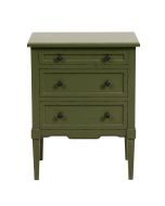 Petite commode 3 tiroirs en pin vert olive