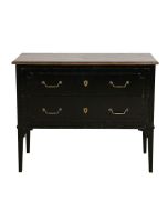 Commode sauteuse noire 2 tiroirs en épicéa