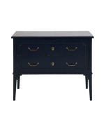 Commode sauteuse 2 tiroirs en épicéa bleu indigo