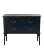 Commode sauteuse 2 tiroirs en épicéa bleu indigo glossy