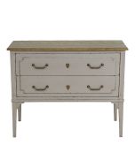 Commode sauteuse 2 tiroirs en épicéa gris fumé glossy