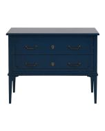 Commode sauteuse 2 tiroirs en épicéa bleu saphir