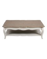 Table basse rectangulaire en pin blanc vieilli avec rangement - Château