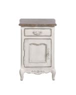 Table de chevet 1 tiroir 1 porte en pin blanc vieilli - Château