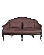 Banquette 3 places en hévéa noir et tissu marron glacé toucher velours - Constance