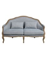 Banquette 3 places en frêne et tissu bleu chambray - Constance