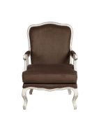 Fauteuil en hévéa et tissu marron glacé - Auguste
