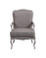 Fauteuil en tissu Gris chambray et finition Château gris argenté - Auguste