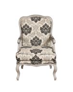 Fauteuil en hévéa et tissu arabesque - Auguste