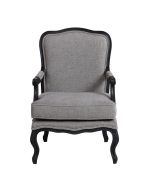 Fauteuil en tissu gris Chambray et finition noir - Auguste