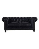 Canapé chesterfield en cuir 2 places Cuir Riders black - Coventry