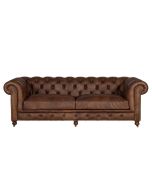 Canapé chesterfield en cuir marron 3 places - Coventry