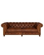 Canapé chesterfield en cuir marron clair 3 places - Coventry