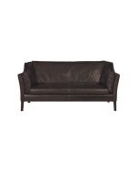 Canapé en cuir 3 places Noir Destroyed Black - Darwin