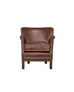 Fauteuil club en cuir marron et tissu rétro - Yale