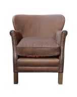 Fauteuil club en cuir marron - Yale