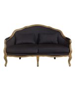 Banquette 3 places en frêne et tissu gris anthracite toucher velours - Constance