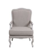 Fauteuil en tissu lin beige et finition gris argenté - Auguste