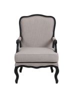 Fauteuil en tissu lin beige et finition Noir - Auguste