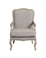 Fauteuil en tissu lin beige et finition château - Auguste