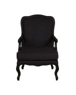 Fauteuil en hévéa et tissu anthracite - Auguste