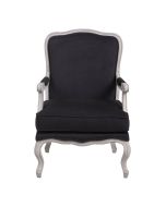 Fauteuil en tissu Anthracite et finition Château gris argenté - Auguste