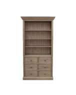 Bibliothèque ouverte 6 tiroirs en épicéa brun fumé grisé - Natural