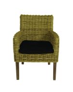 Fauteuil de table en rotin avec coussin - Ceylan