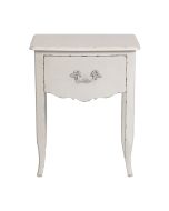 Table de chevet 1 tiroir en épicéa blanc nacré glossy