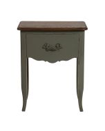 Table de chevet 1 tiroir en pin vert de gris glossy