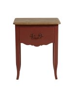 Table de chevet 1 tiroir en pin vieux rose glossy