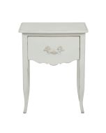 Table de chevet 1 tiroir en épicéa blanc mat