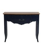 Console bleue plateau en bois 3 tiroirs en épicéa