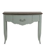 Console vert sauge 3 tiroirs en épicéa style Louis XV