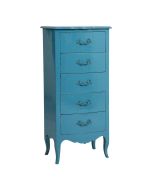 Commode chiffonnier bleu turquoise 5 tiroirs