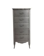 Commode chiffonnier Louis XV 5 tiroirs en pin silver glossy