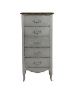 Commode chiffonnier 5 tiroirs en pin silver glossy