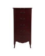 Commode chiffonnier 5 tiroirs en pin lie de vin glossy