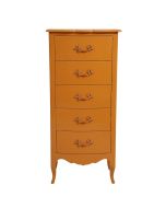 Commode chiffonnier 5 tiroirs jaune safran glossy