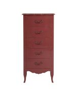 Commode chiffonnier rose vieilli 5 tiroirs