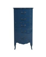 Commode chiffonnier bleu saphir 5 tiroirs